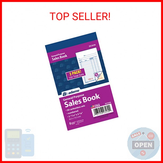 Adams General Purpose Sales Book, 2-Part, Carbonless, White/Canary, 3-11/32 x 5-