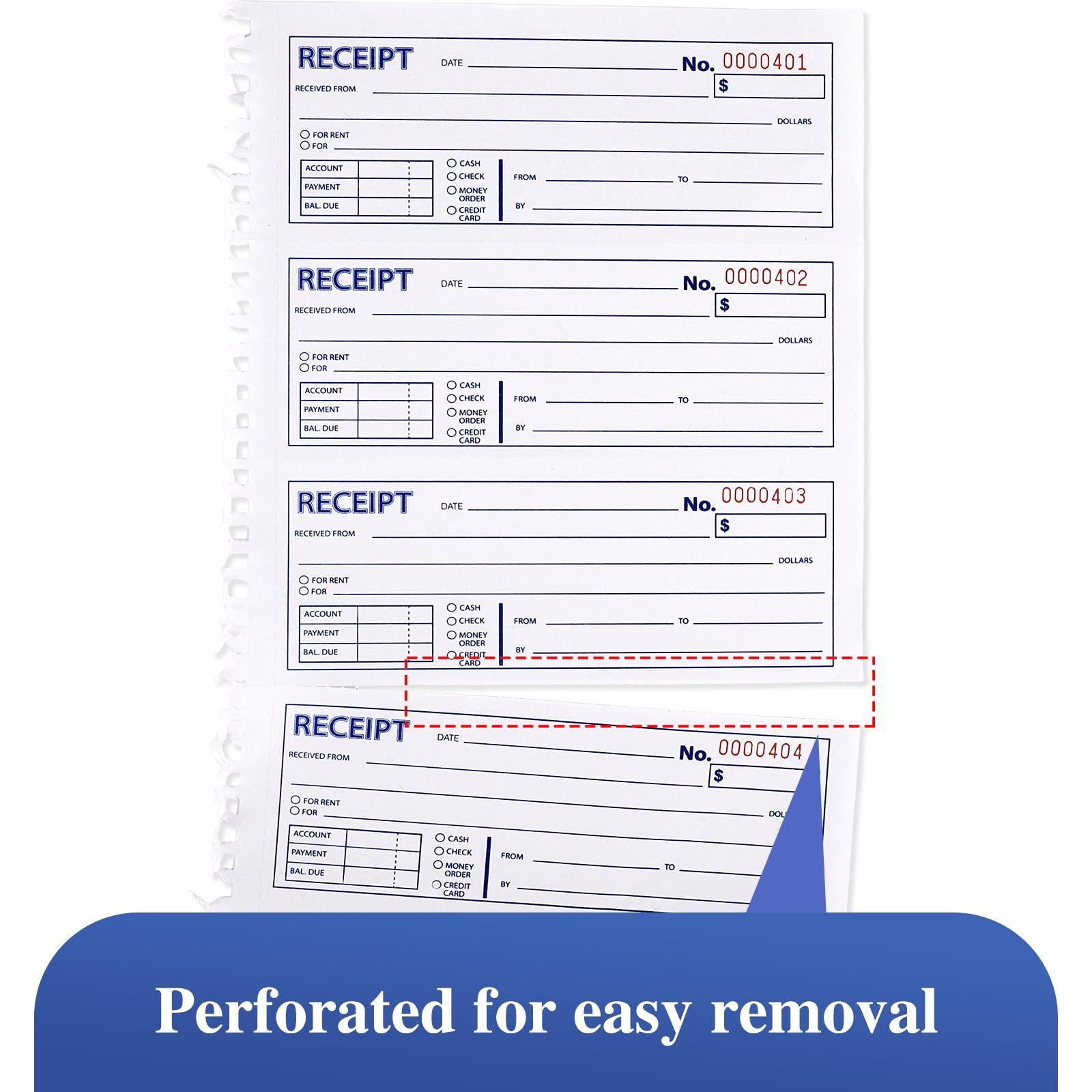 3 Pack Carbonless Receipt Books, 2-Part Rent Receipts, Spiral Bound, 200 Sets