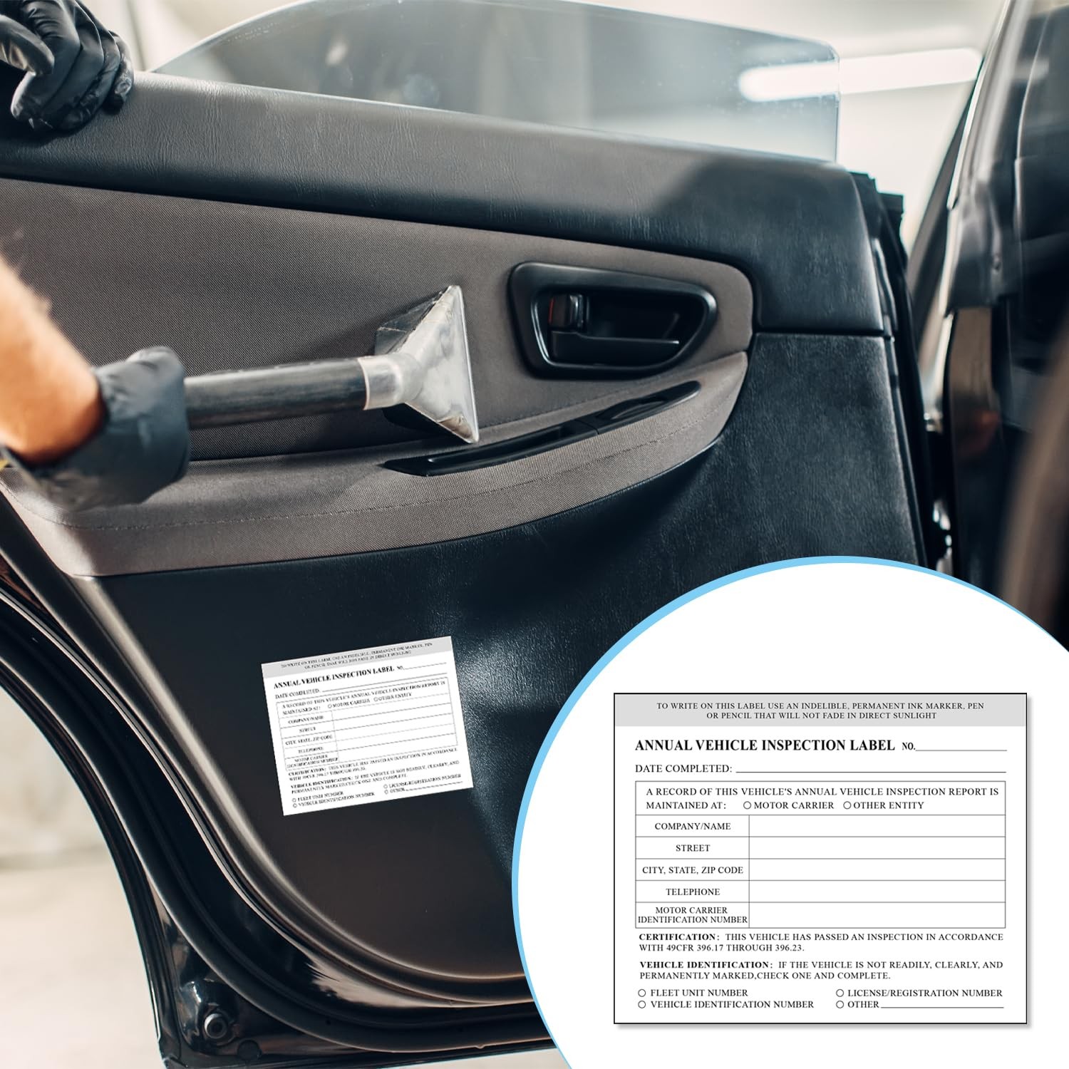 Annual Vehicle Inspection Label 50-Pack Interior Vehicle Inspection 2-Ply Sti…