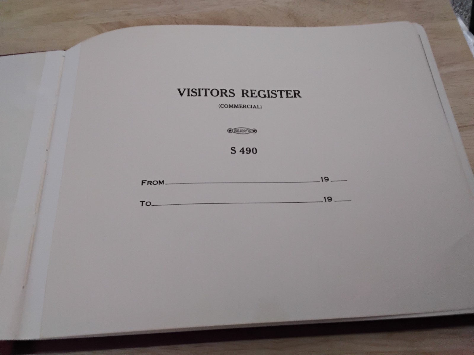 VINTAGE SHAW’S S 490 LARGE COMMERCIAL VISTORS REGISTER