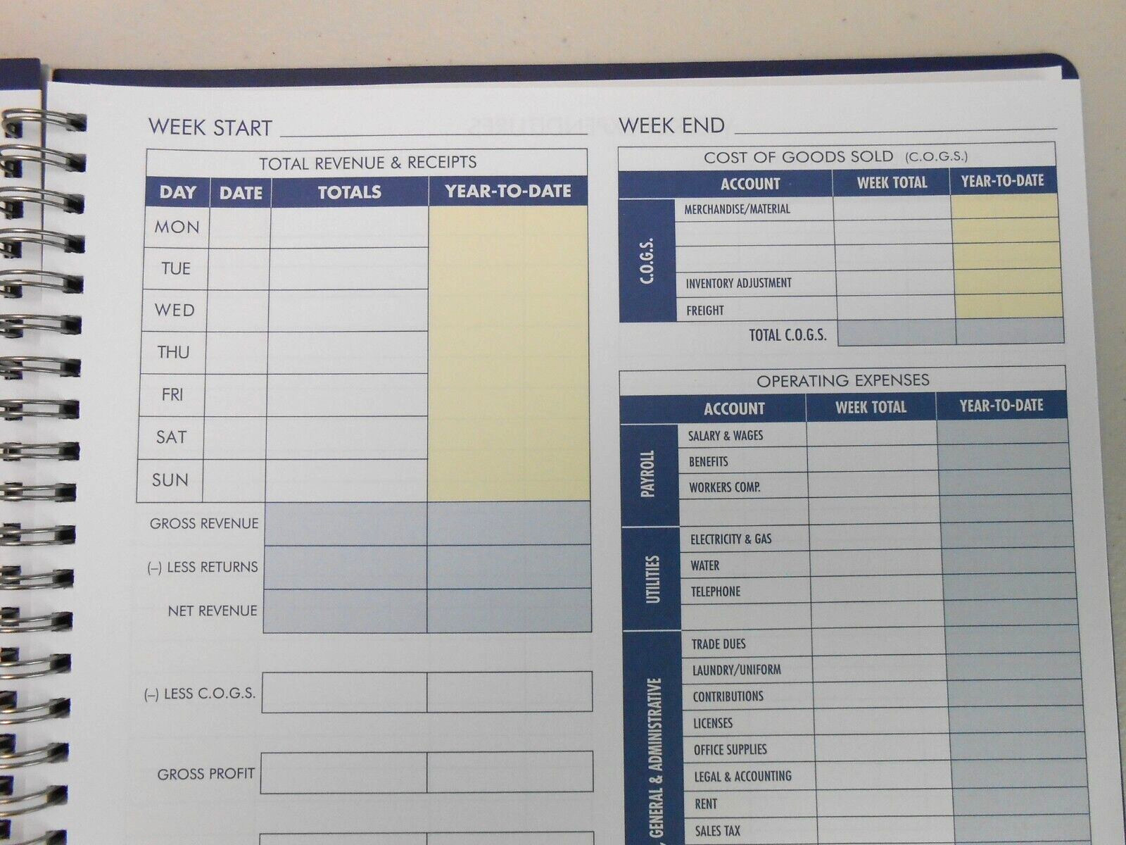 Adams Weekly Bookkeeping Record Book, Spiral Bound, 8.5 X 11 Inches, AFR70