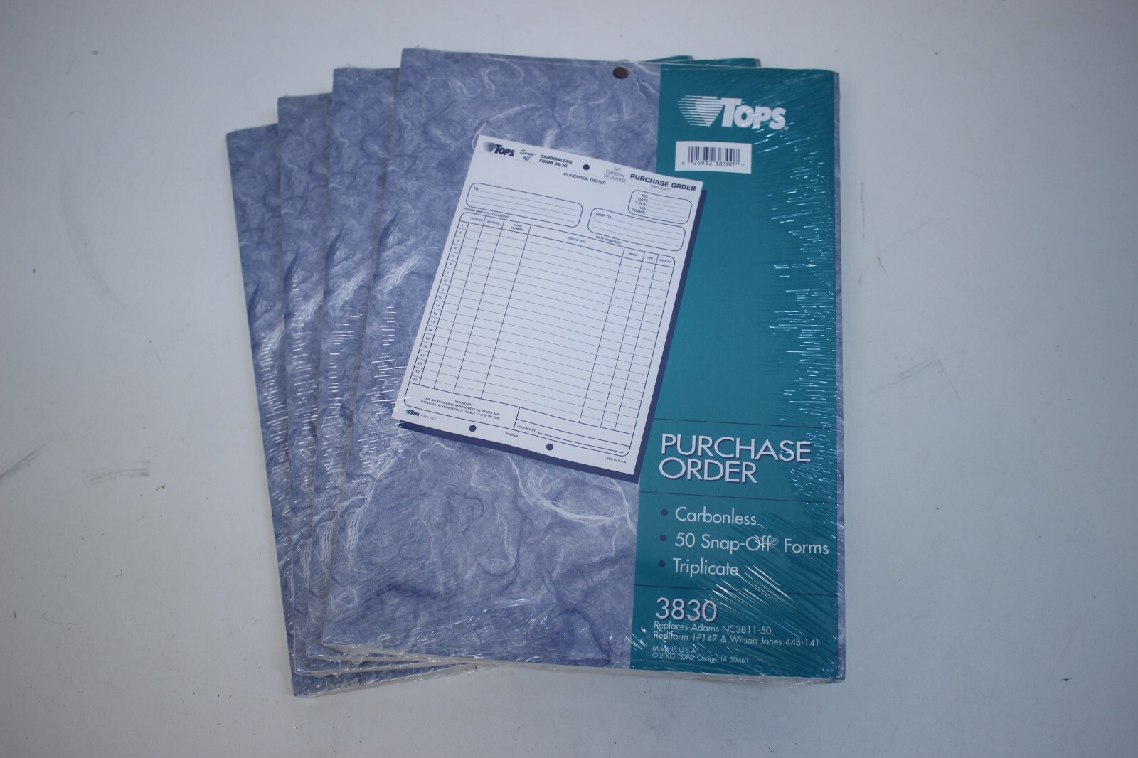Tops 3830 purchase order triplicate form for Business,200 forms total NC3811-50