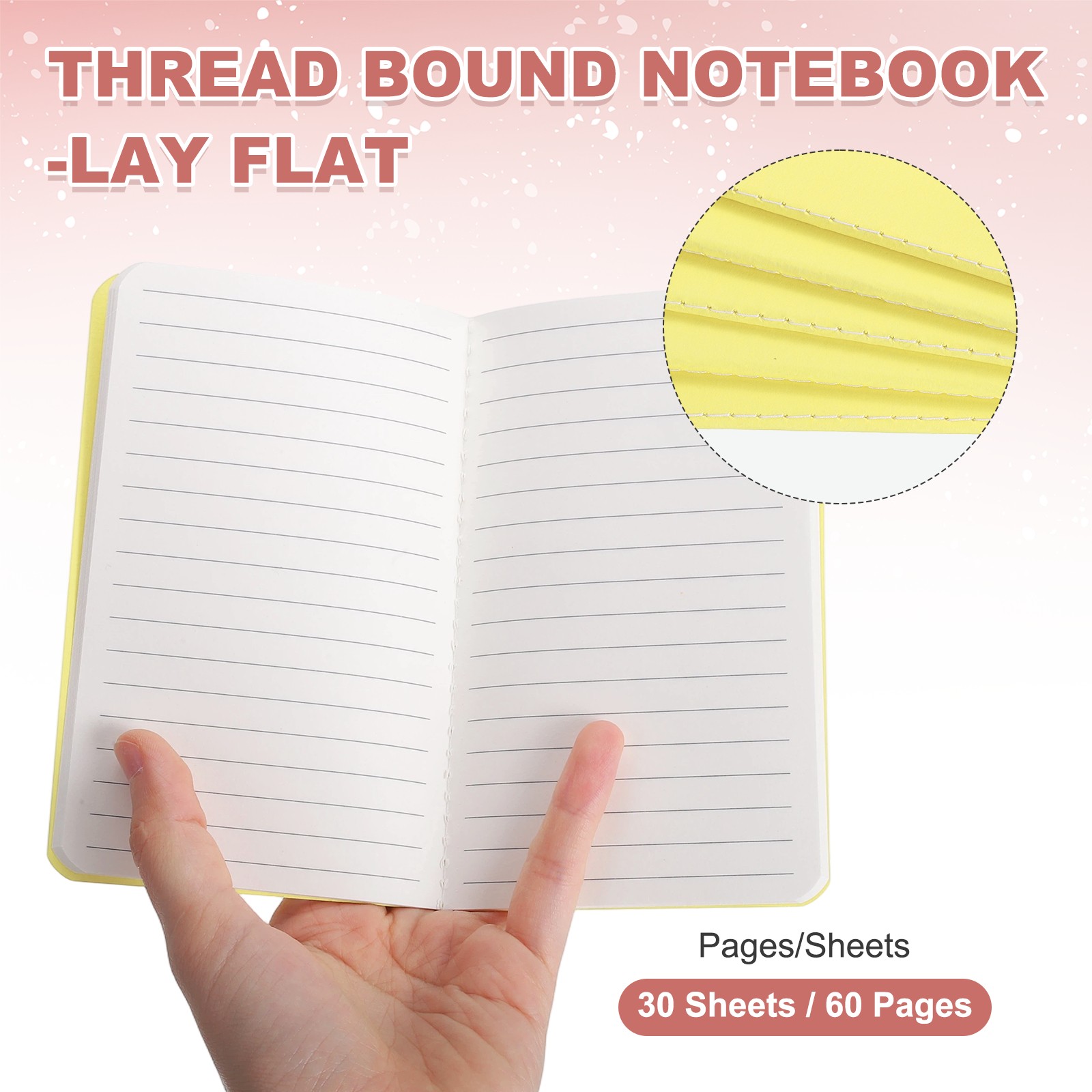 5 Pack A6 Notebook, A6 Journal Mini Notebook Pocket Kraft,Light Yellow