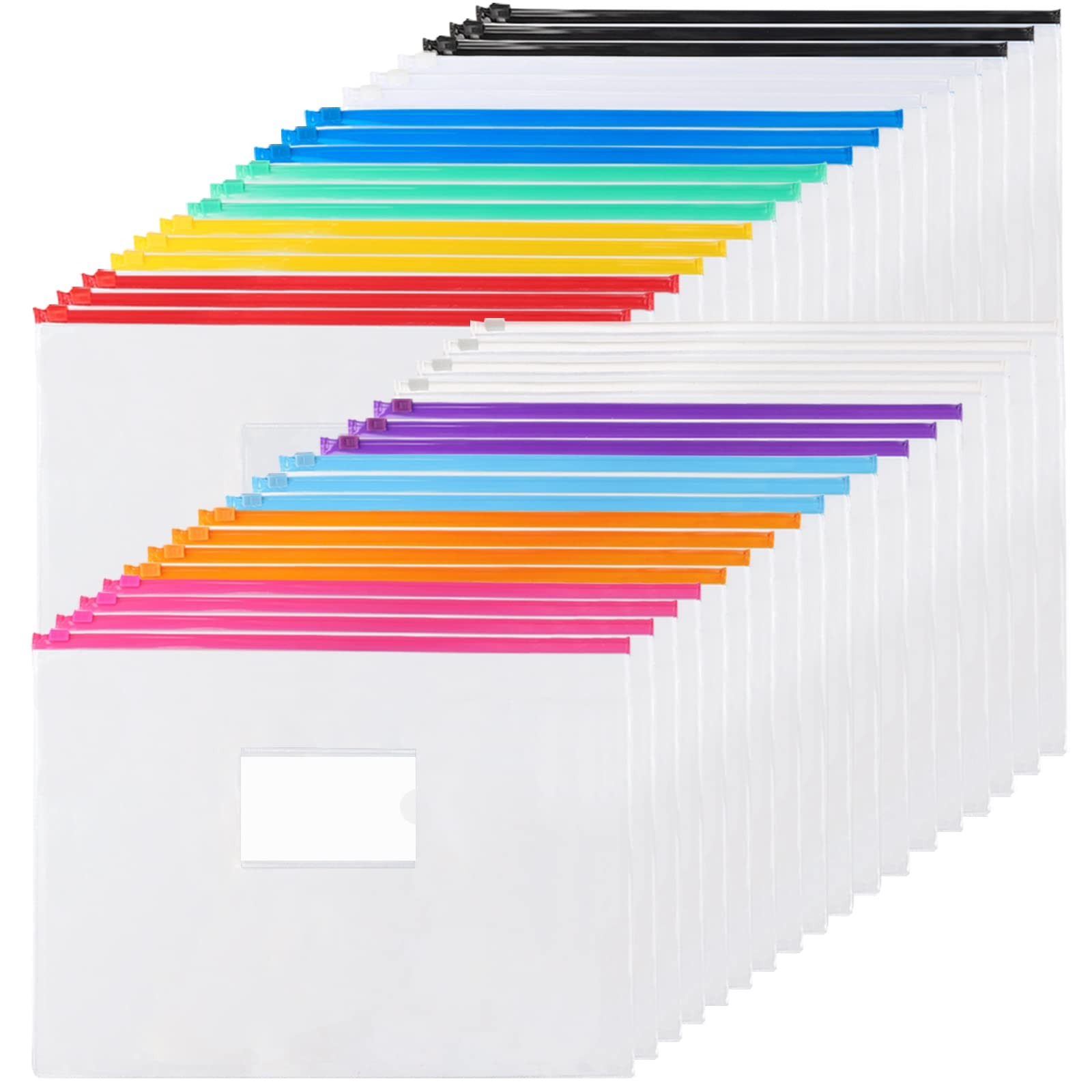 EOOUT 36pcs Plastic Envelopes Poly Zip Envelope Clear Zipper 11 Colors