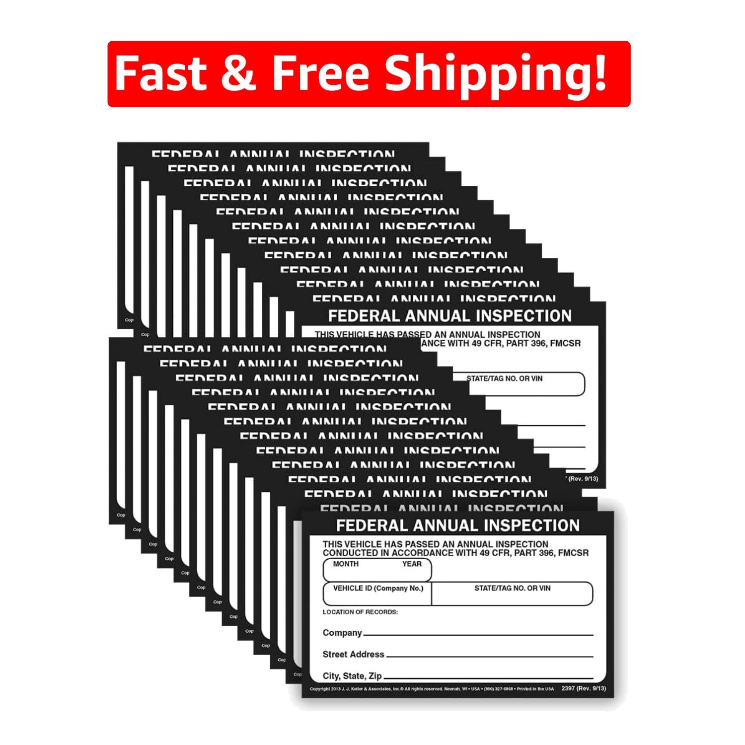 Self-Adhesive 25-Pack Vehicle Inspection Labels – Made in the USA for Compliance