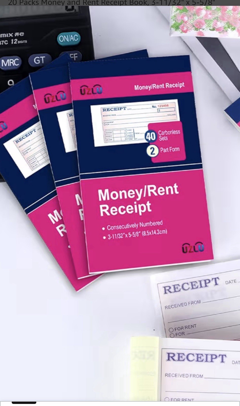 3 Packs Money and Rent Receipt Book, 3-11/32″ x 5-5/8″ Rent Receipt Books,