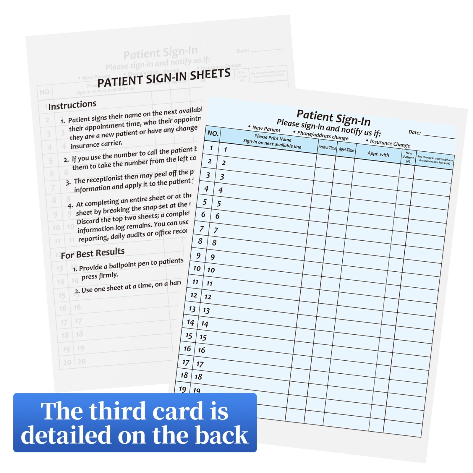 30 Pack HIPAA Compliant Patient Sign-In Sheets, Adhesive Peel-Off NCR Forms for