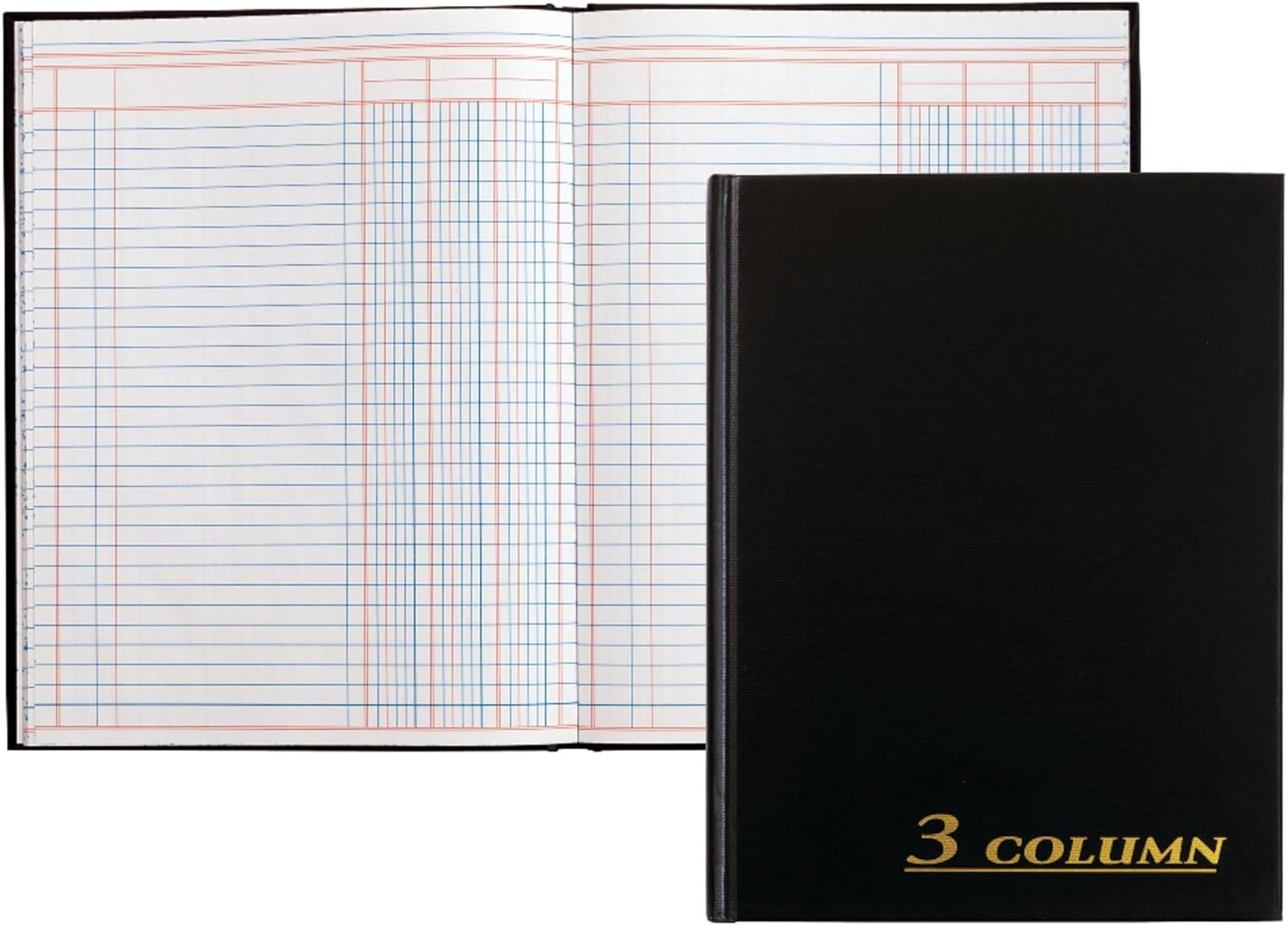 Account Book, 7 x 9.25 Inches, Black, 3-Columns, 80 Pages (ARB8003M)
