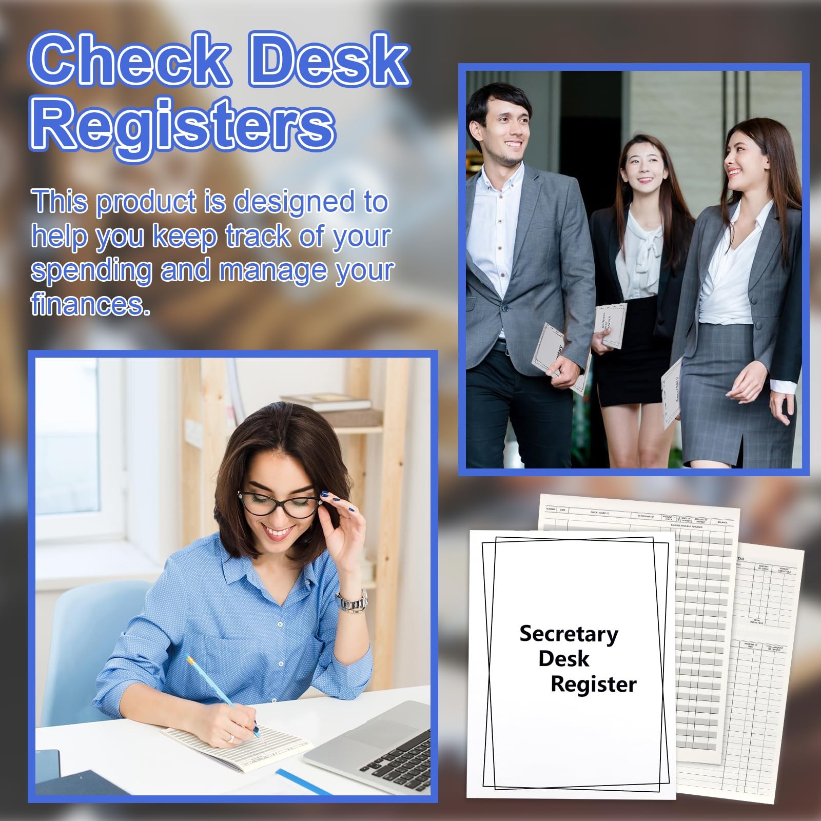 5 Pieces Checkbook Transaction Register 6.4 * 8.25inch Secretary Deskbook
