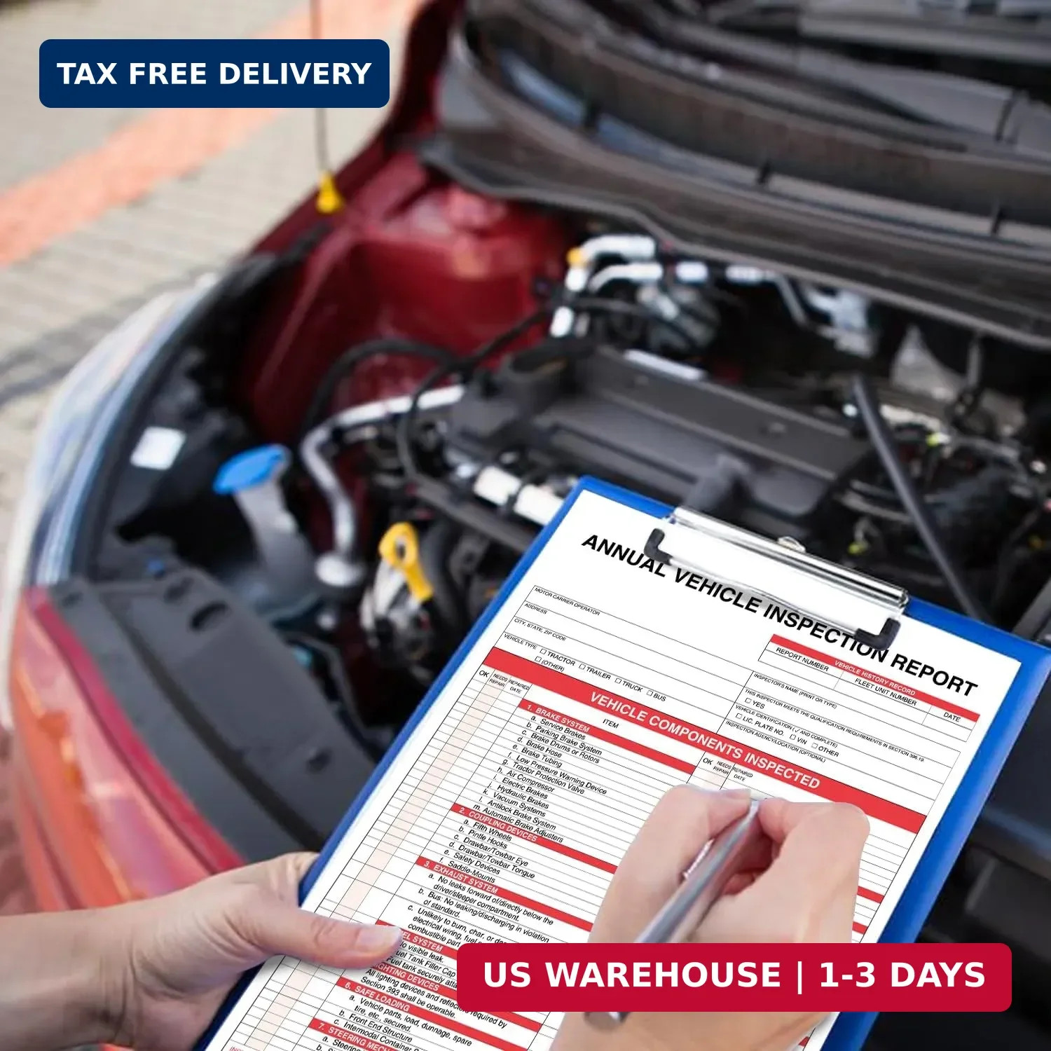Annual Vehicle Inspection Report Form 25-pk 3-Ply Carbonless, 8.5″ x 11.75″