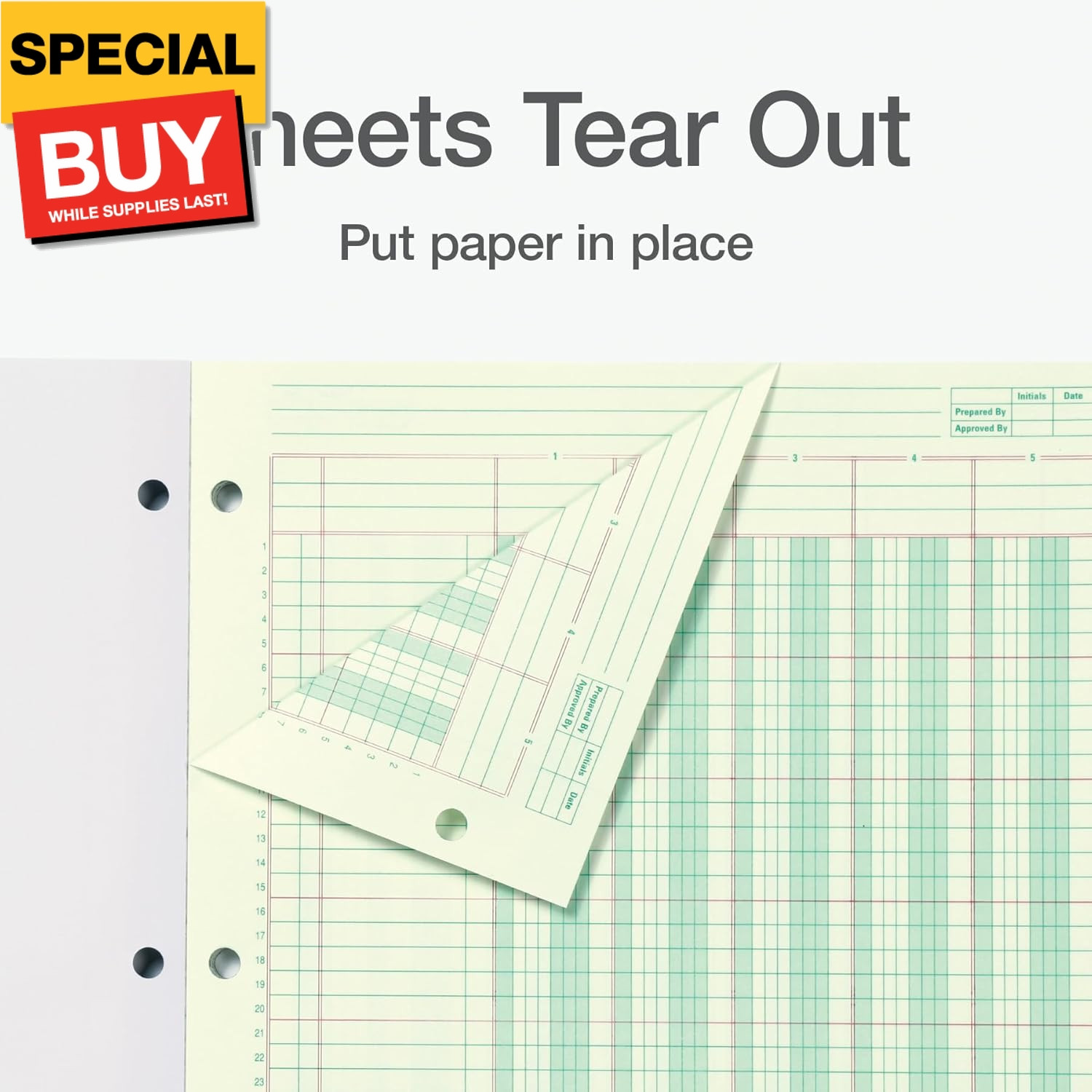 Columnar Analysis Pad, 5 Column Ledger, 8.5″ x 11″, 100 Pages (50 Sheets), Green
