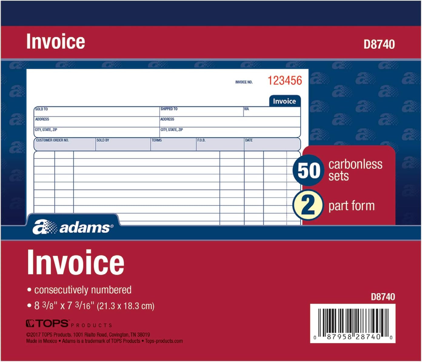 Carbonless Invoice Book 2 Part 50 Sets