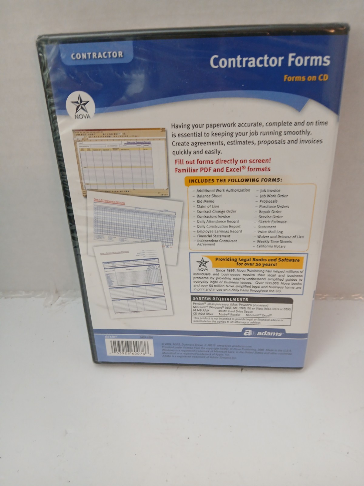 Contractor Forms, Forms on CD, New With Free Shipping!