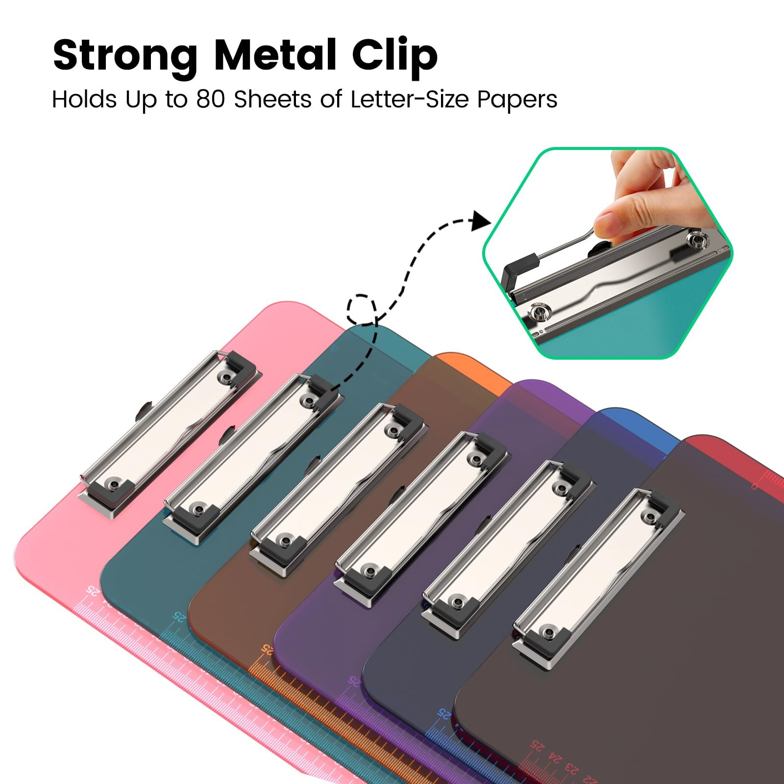 Macroclo Plastic Clipboards, 8.5×11 A4, Blue/Pink/Orange/Purple/Green/Red