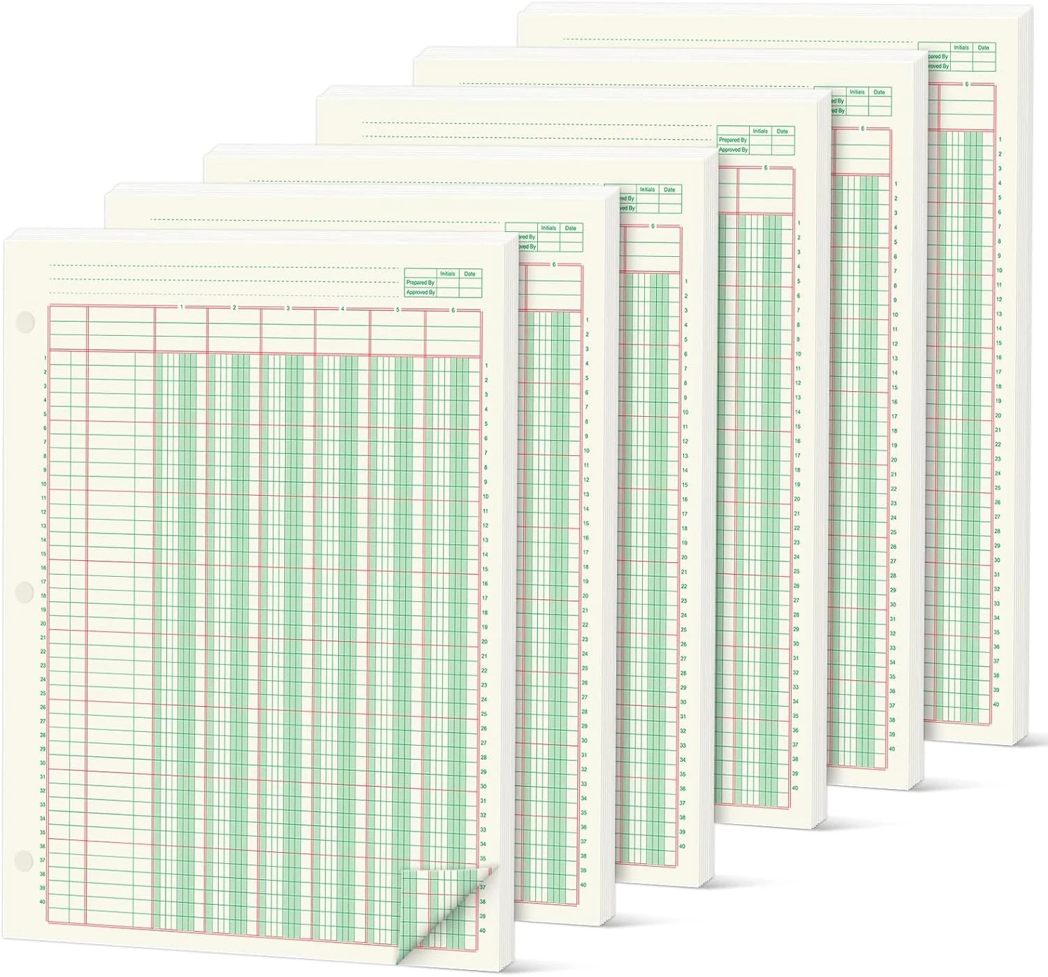 gisgfim 6 Pads 100 Sheets Columnar Analysis Pad 3 Hole Punch Accounting Ledger B