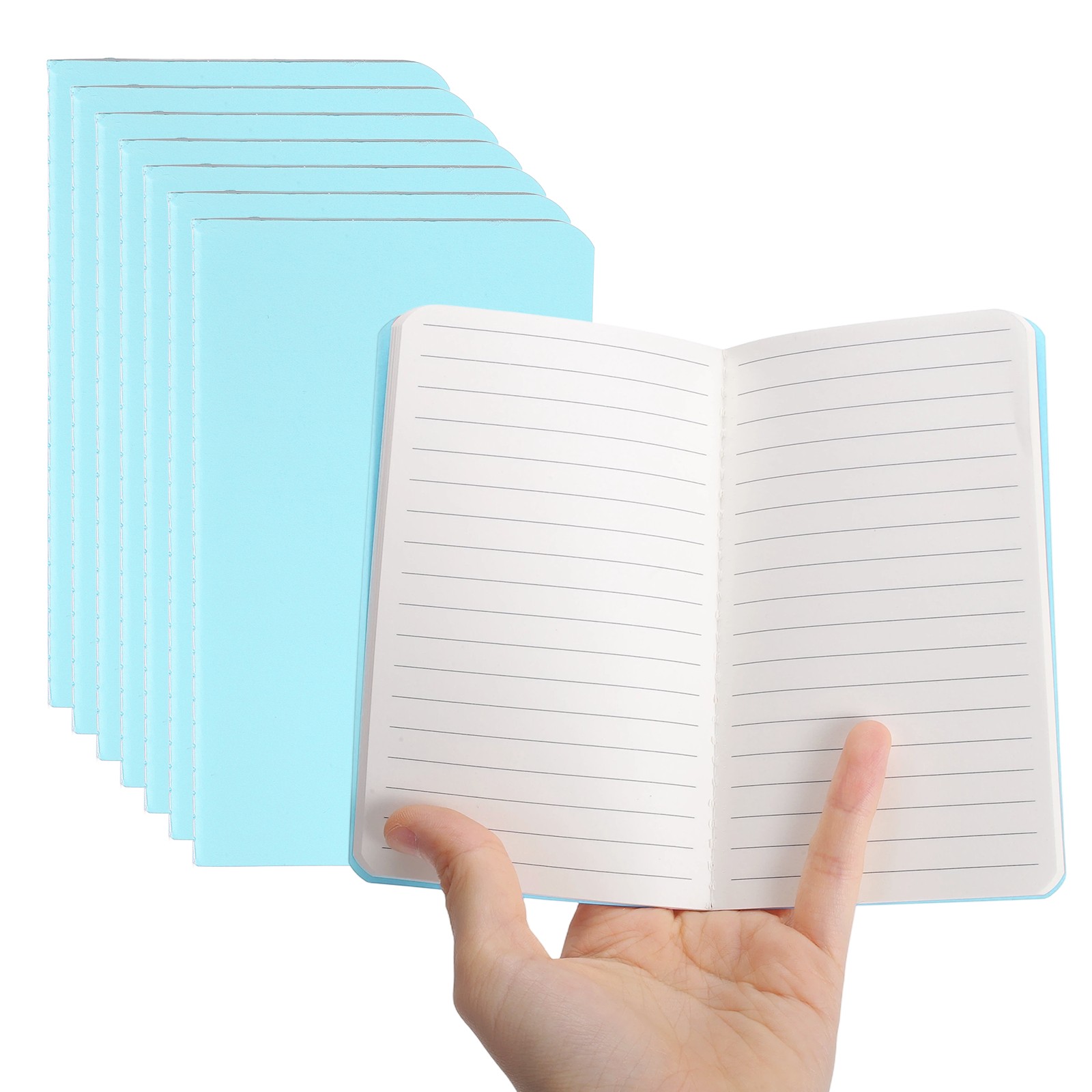 8 Pack A6 Notebook, A6 Journal Mini Notebook Pocket Kraft,Light Blue