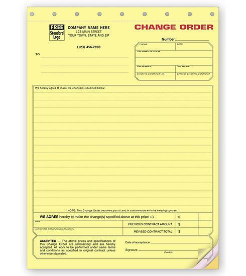 Change Order Form – Contractors – 8.5 x 11 / Nebs/Deluxe No. 271