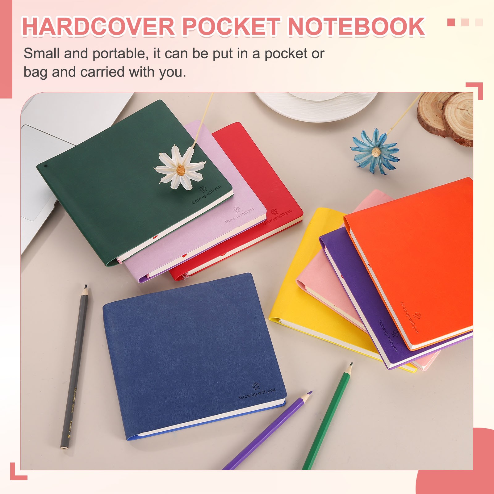 Pocket Sketchbook, 6.1×5.6 Inch Leather 80GSM 100 Sheets/200 Pages, Dark Blue
