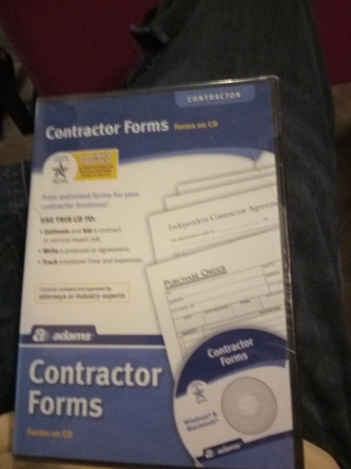Adams Contractor Forms on CD SS4301 Windows & Macintosh PDF And Excel Sealed