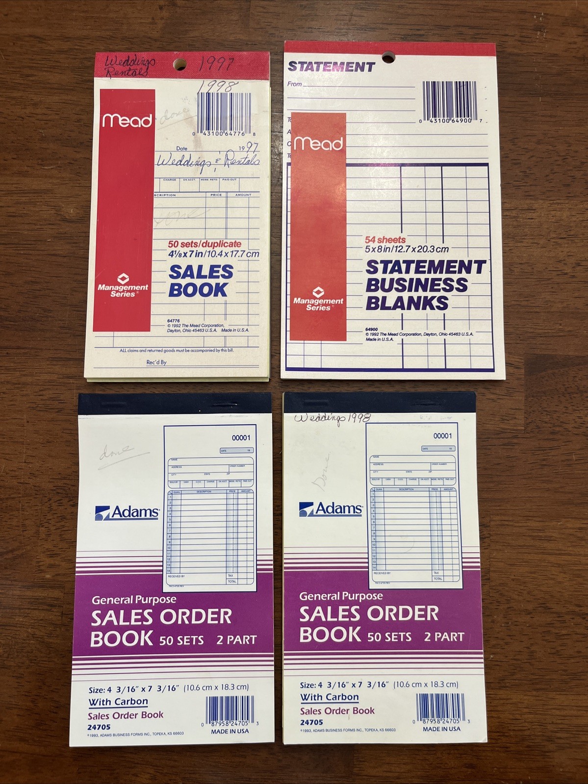 Lot Of 1992 & 93 Vintage Sales Order Books & Statement Business Blanks & Sales