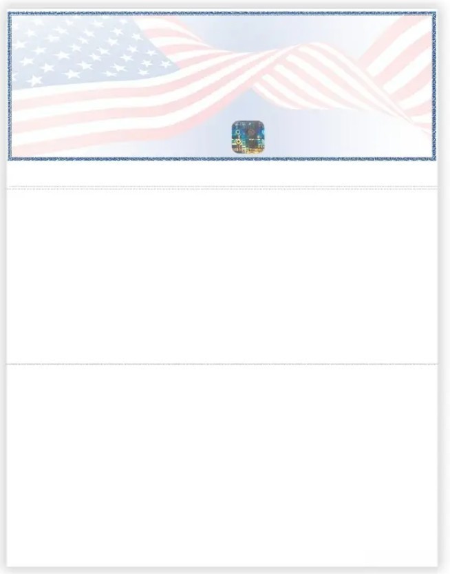 EZ Checks Premium Blank Hologram High Security Laser Check US Flag