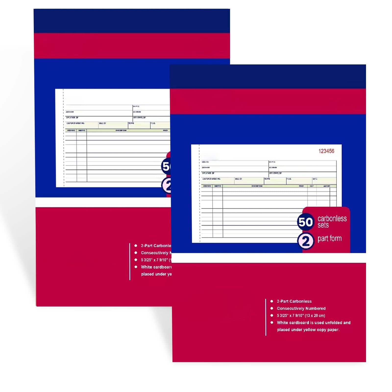 Carbonless Invoice 2 Pack, 5.13×7.9 Receipt Book, White Canary, Business