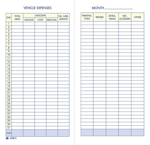 ABFAFR11 Adams?? Vehicle Expense Journal, 3-1/4″ x 6-1/4″