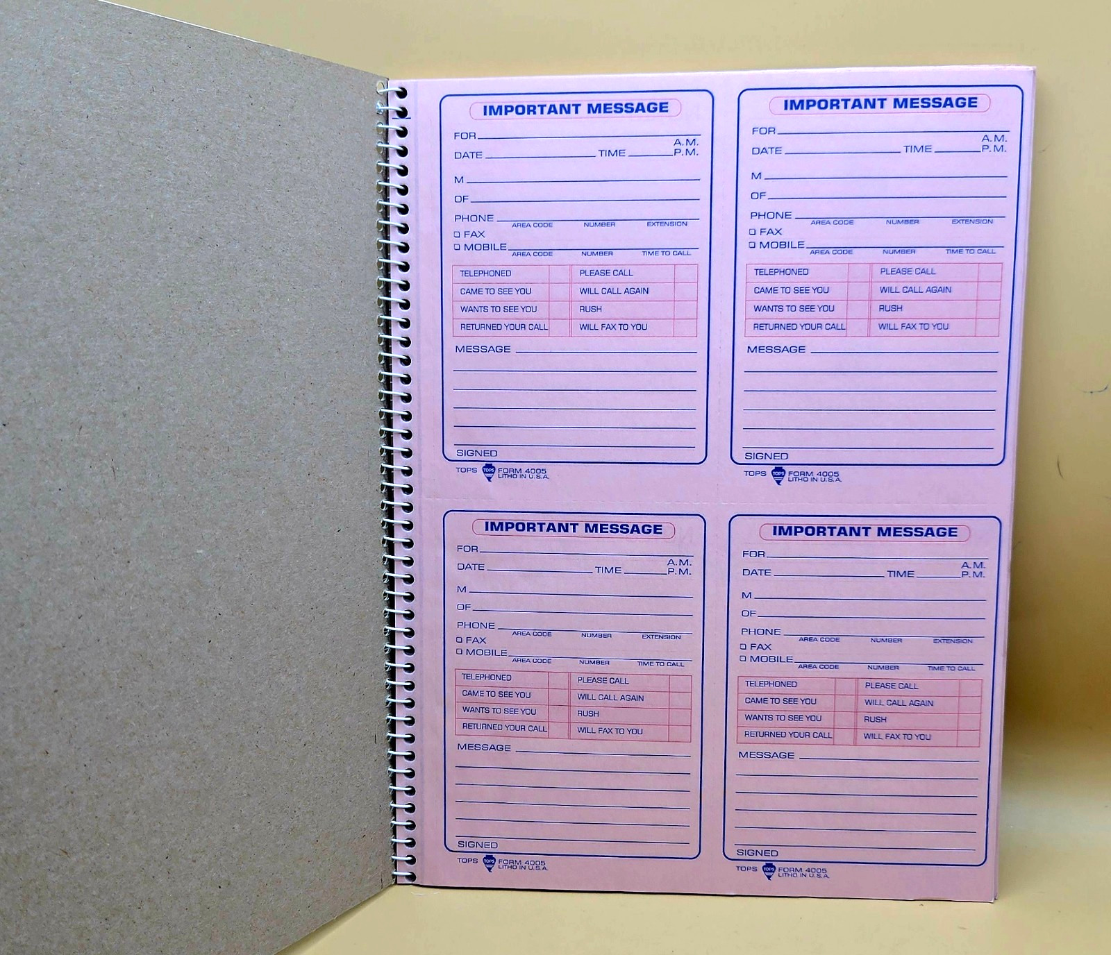 VTG TOPS Phone Message Important Message Book 200 Carbonless Duplicate 4005 NEW
