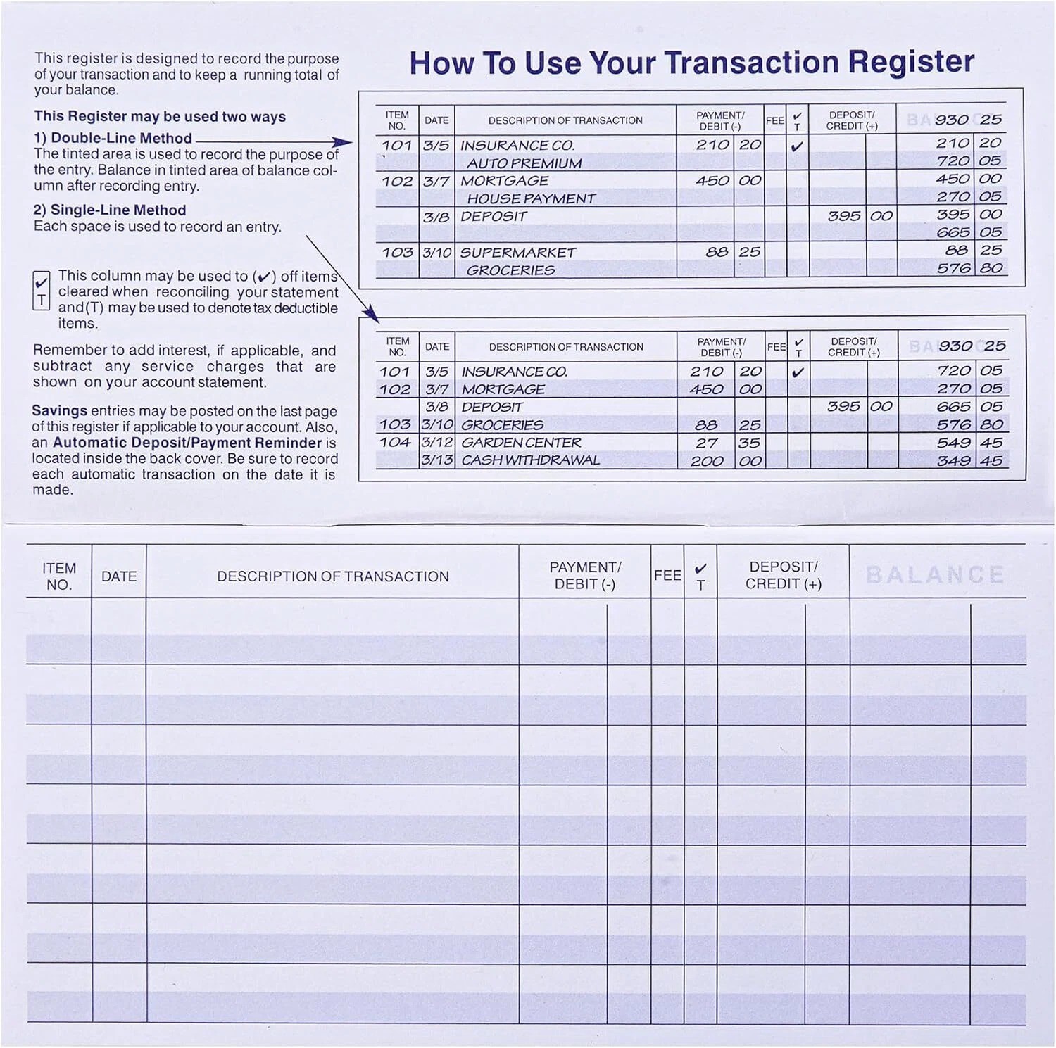 24 PCS Check Registers for Personal Checkbook, Easy to Read Checkbook RegisteR