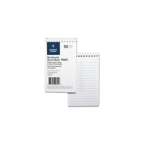 Business Source BSN90651 Wirebound Memo Book 50 Sheets 3″x5″ White