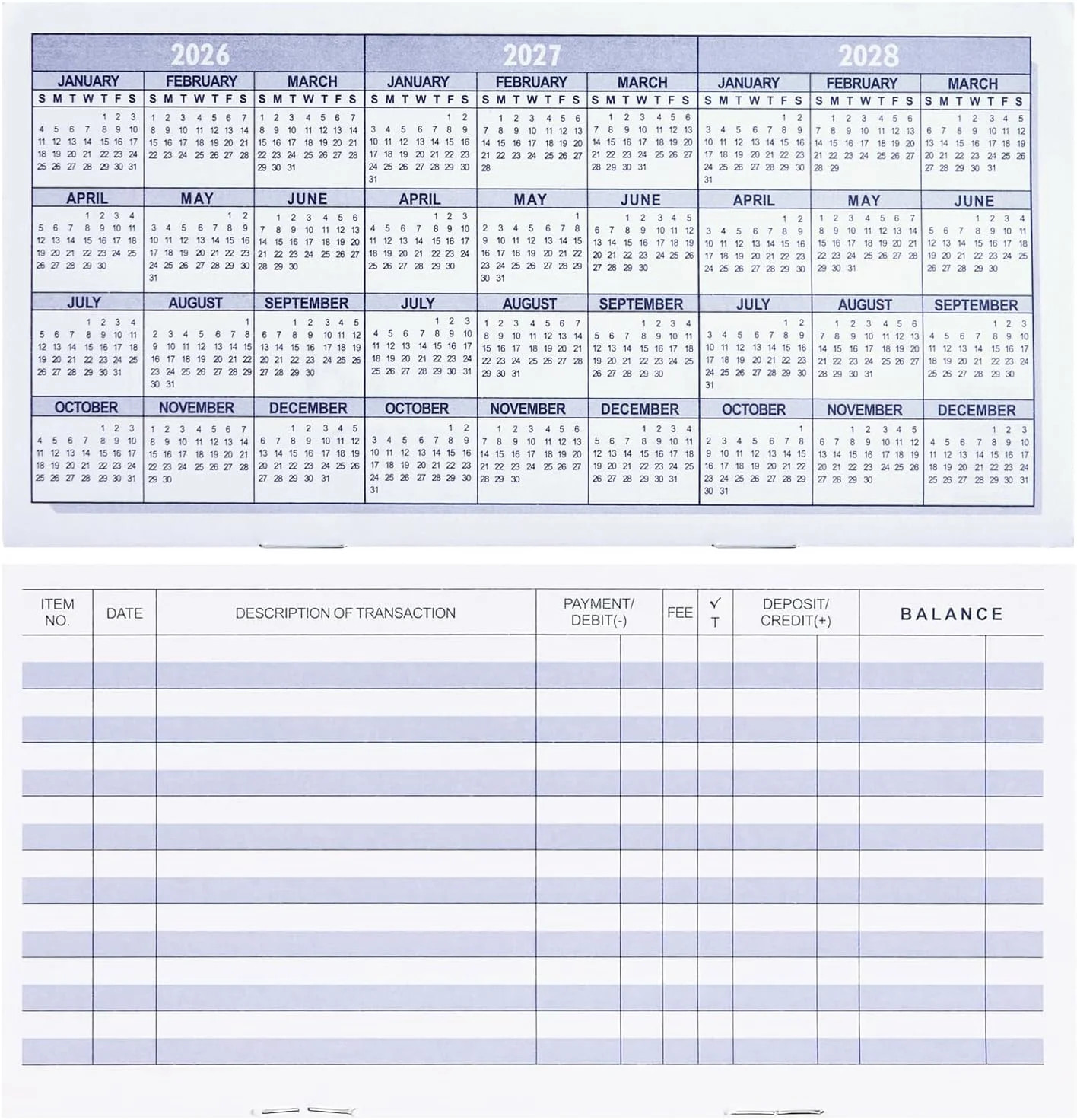 20 Pack Checkbook Register Check Registers for Personal Blank Ledger Transaction
