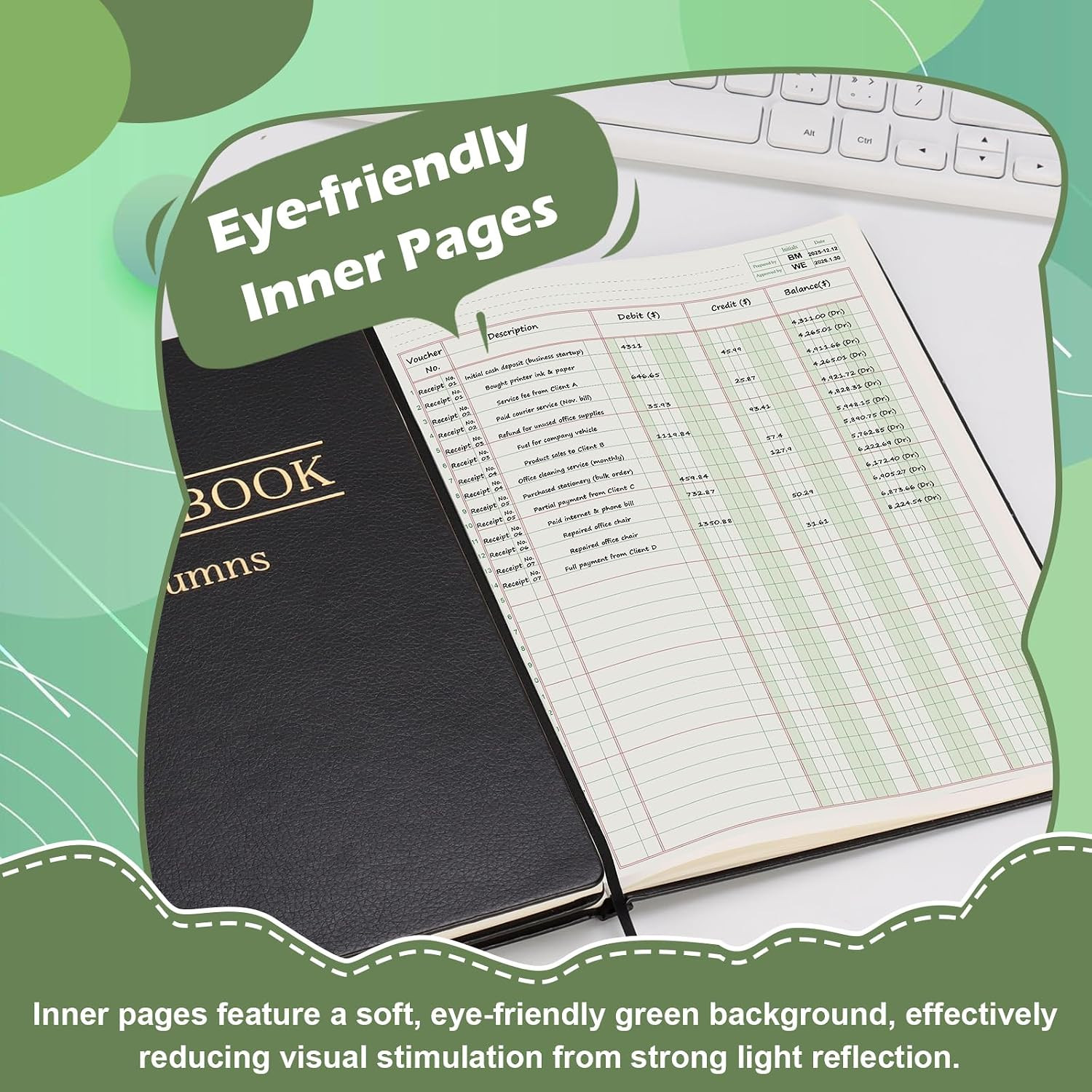 2 Pack Ledger Book 3 Column 200 Pages 7 X 9.25 Inches Account Book with 1 Label