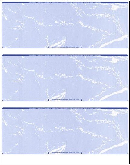 250 Blank Check Stock Paper – 3 Checks on a Page – QuickBooks – Blue Marble