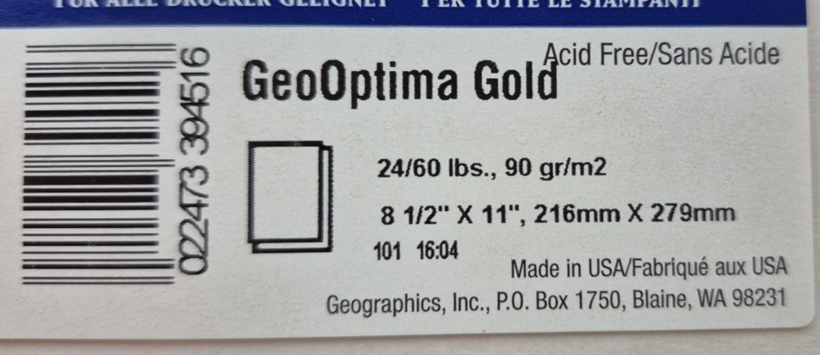Geographics Acid Free Certificates 8-1/2 x 11 Optima Gold Border 25/Pack