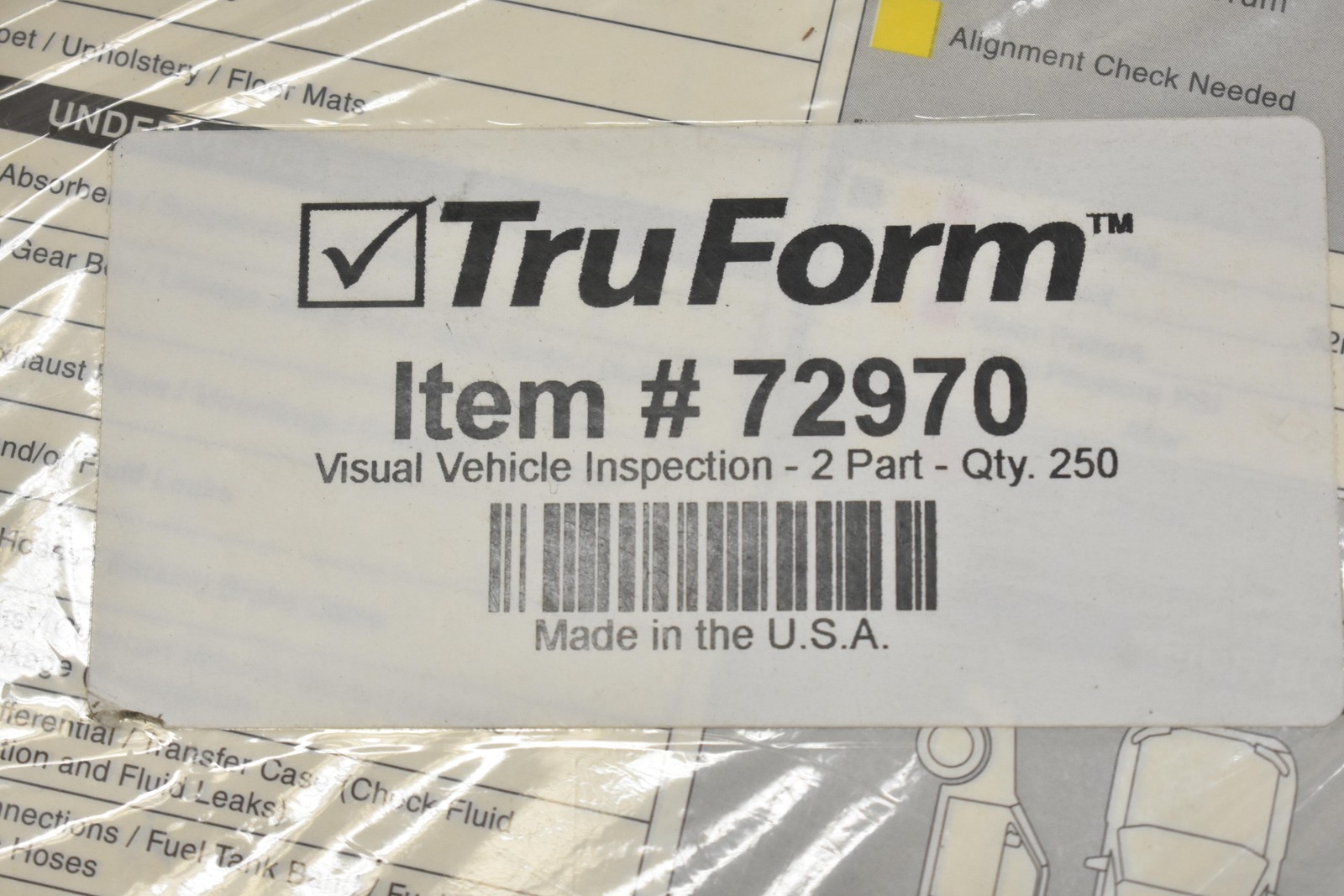TruForm Visual Vehicle Inspection Report Work Order Forms Lot Of 2 2-Part 250 Ct