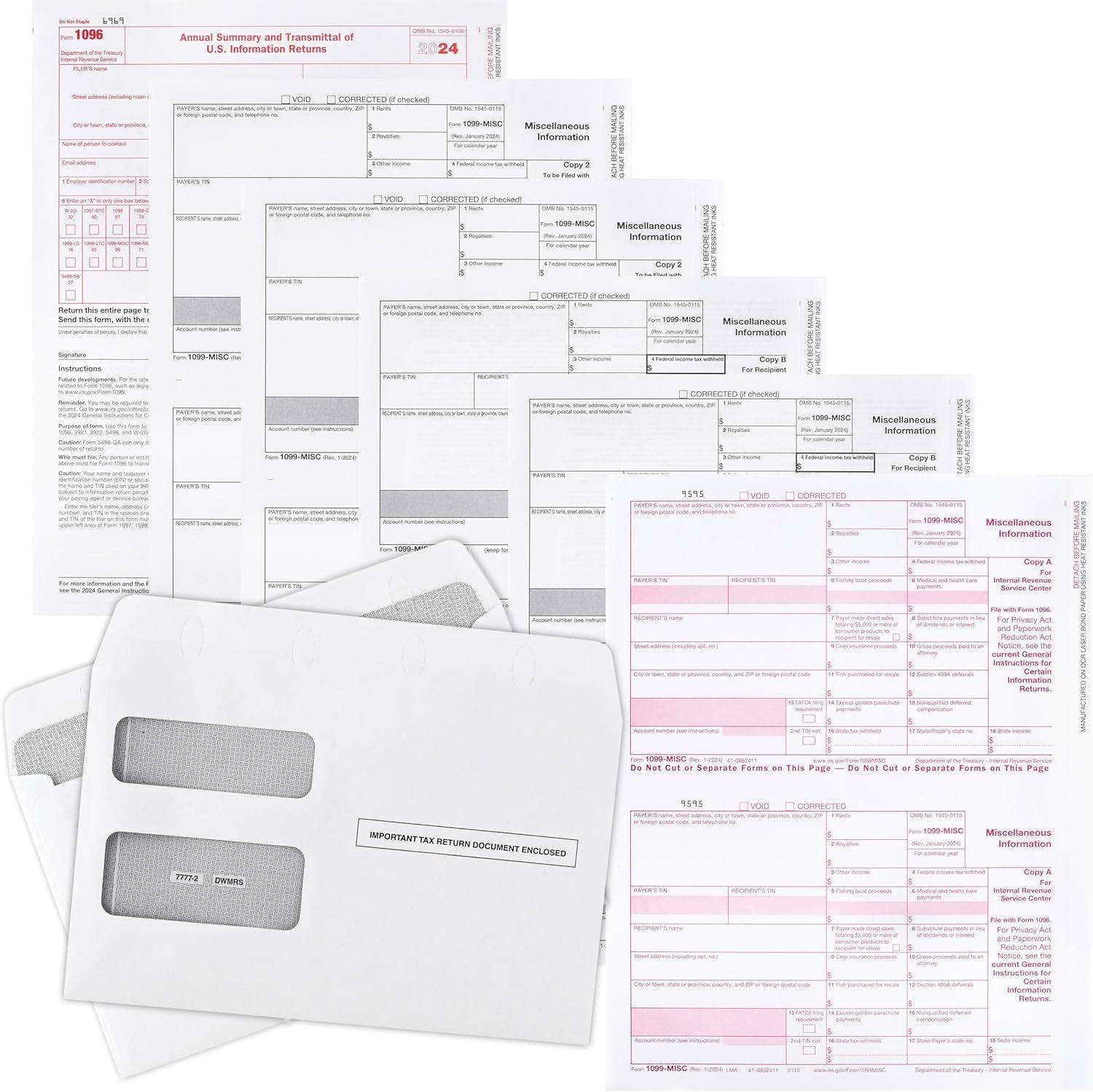 MISC Forms 2020, 4 Part Tax Forms for 50 Individuals Income Set of Laser Forms