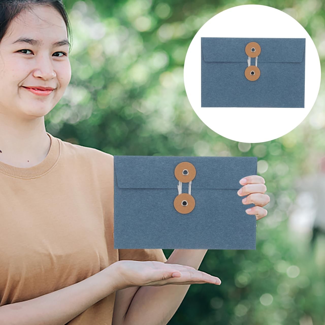 STOBOK 10Pcs Vintage Kraft Paper Envelopes with String 17X11.5X0.3CM, Black