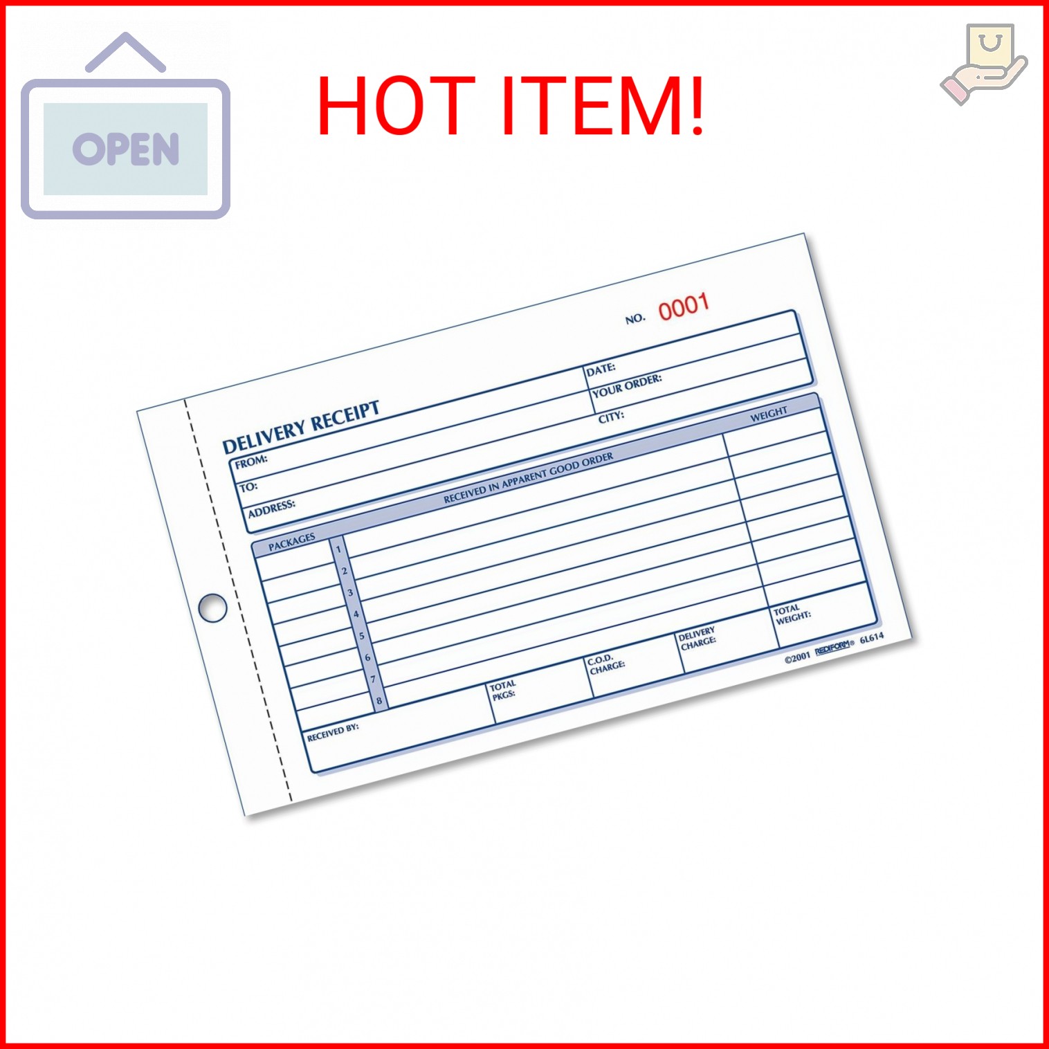 Rediform Delivery Receipt Book, Three-Part Carbonless, 6.38 x 4.25, 50 Forms Tot