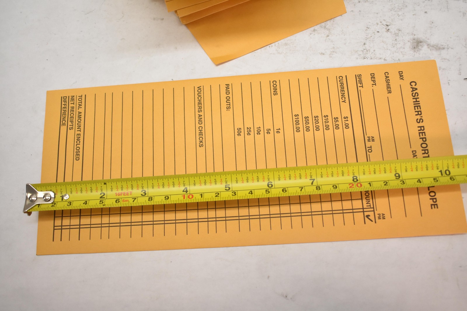 Cashier’s Report Envelopes Lot Of 142 Yellow Paper Daily Till Count Receipts