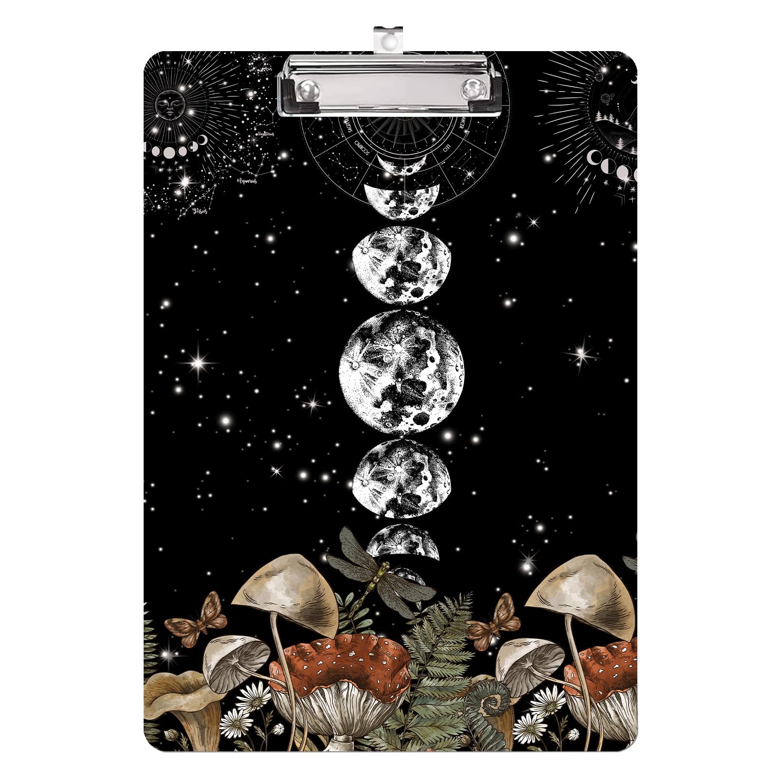 Vintage Mushroom and Moon Phase Clipboard A4