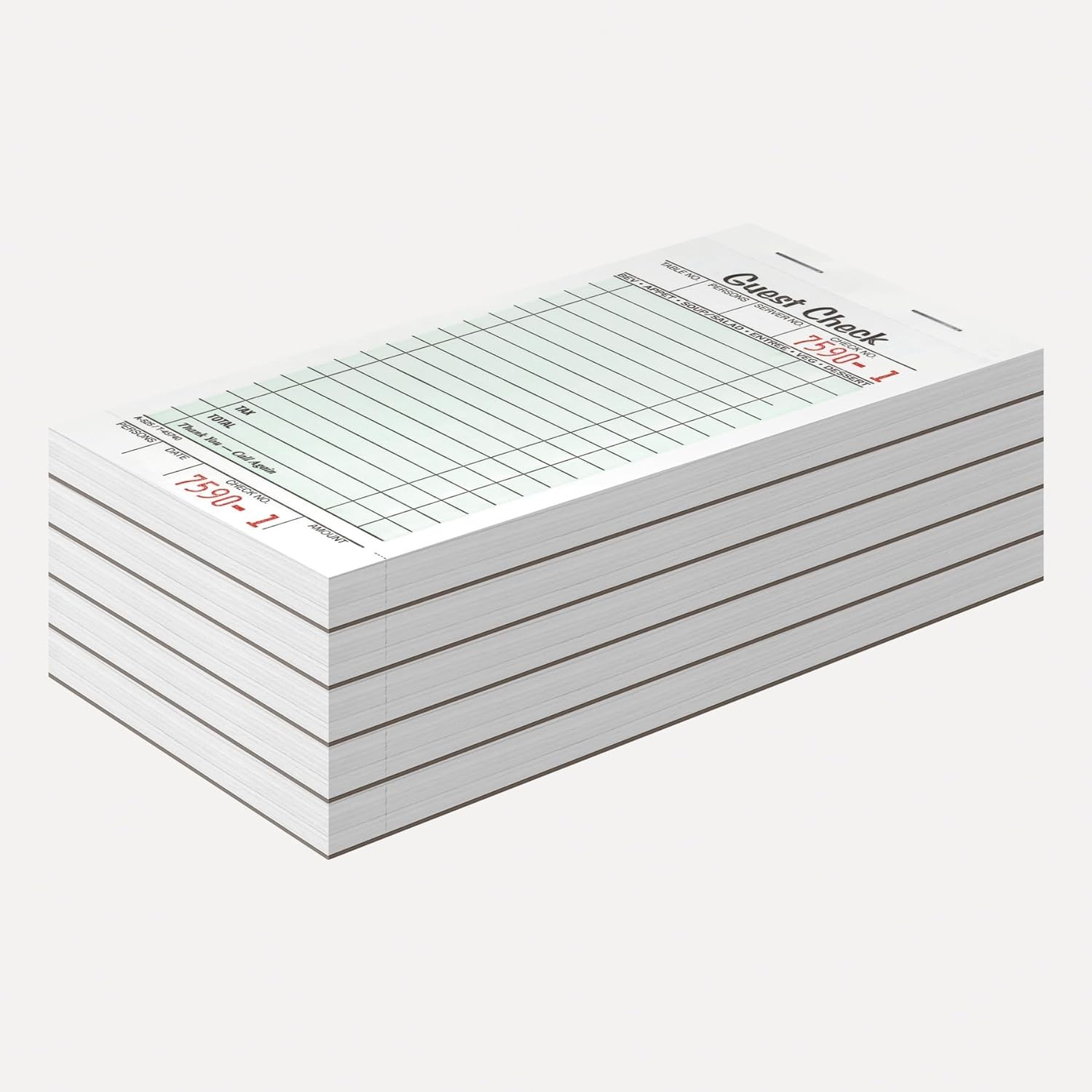 Guest Check Pads, Single Part, Perforated, White, 3-2/5″ x 6-3/4 “, 50 Sheets…
