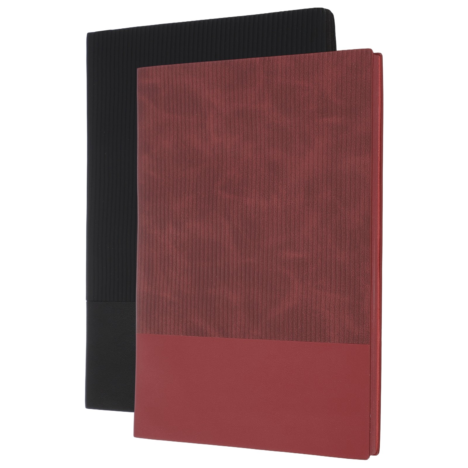 2Pack Hardcover Leather Lined Note Book, 100 Pages 8.3×5.7″ A5, Black/Red