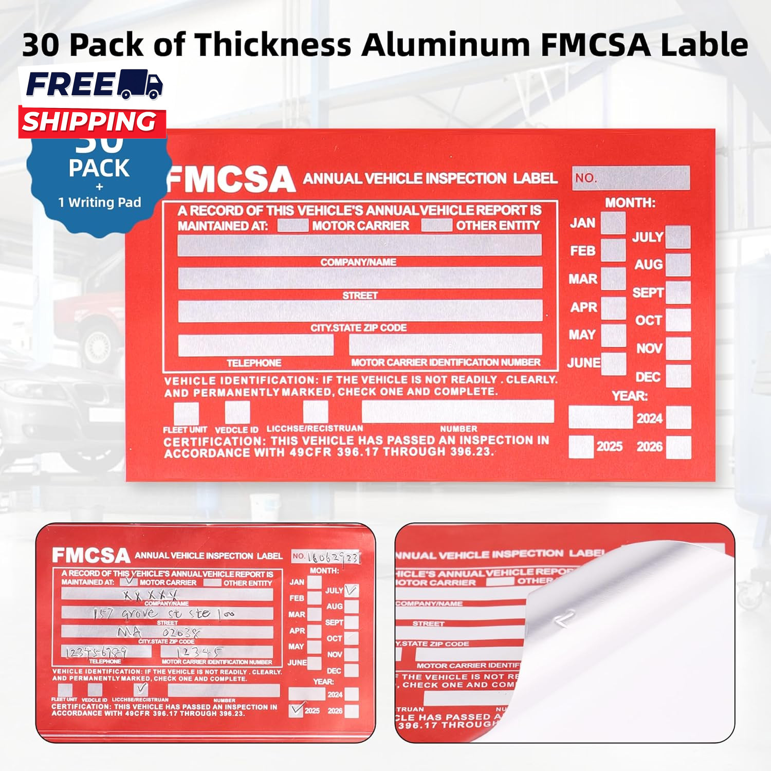 Annual Vehicle Inspection Report Form 3 Ply Carbonless Form and Hardboard
