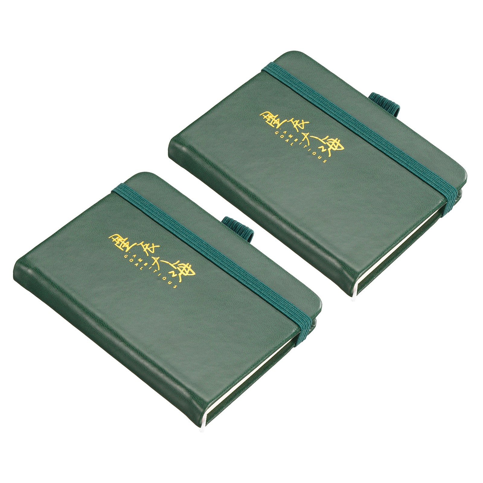 2Pcs A7 Pocket Notebook100 Sheets Thick Lined Paper Mini Memo Pads Dark Green