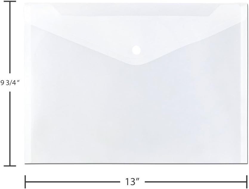 JAM PAPER Plastic Envelopes with Snap Closure – Letter Size, Clear