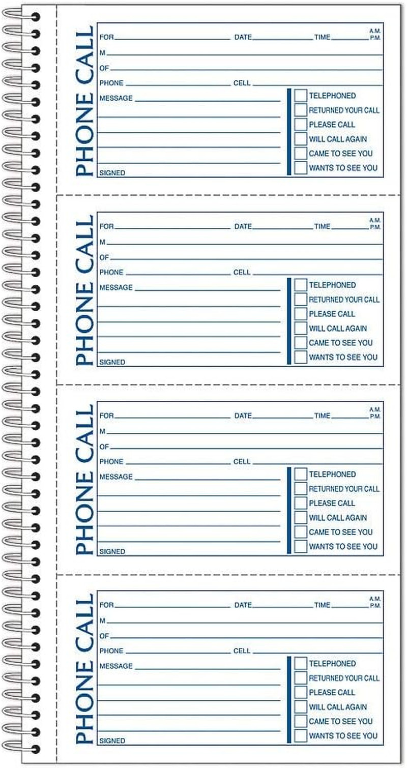 Message Book/Phone Call, Carbonless Duplicate, 5.50 X 11 Inches, 400 Sets per Bo