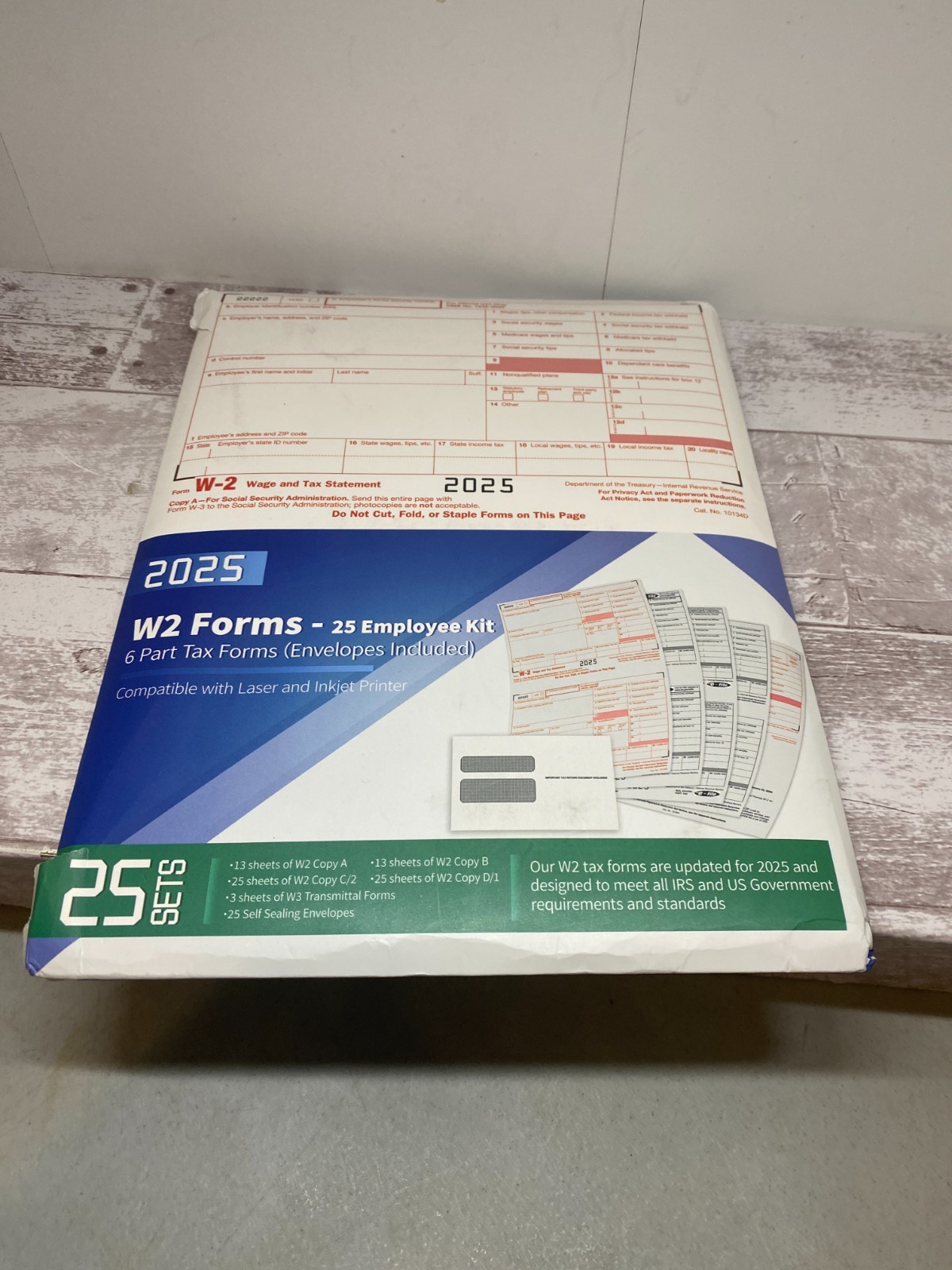 2025 W2 Tax Forms Kit with Envelopes – 25 Employee Set with W3 Forms