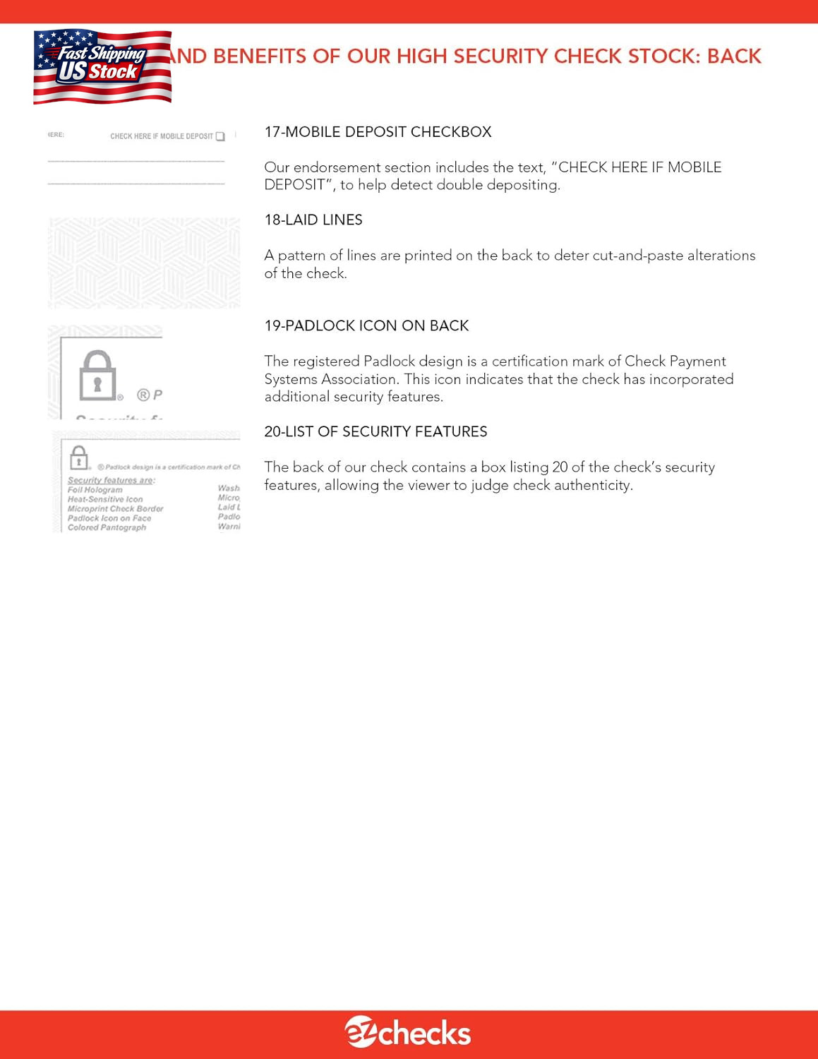 EZ Checks 3 Checks per Page Hologram High Security Laser Check Stock | 150 Sheet