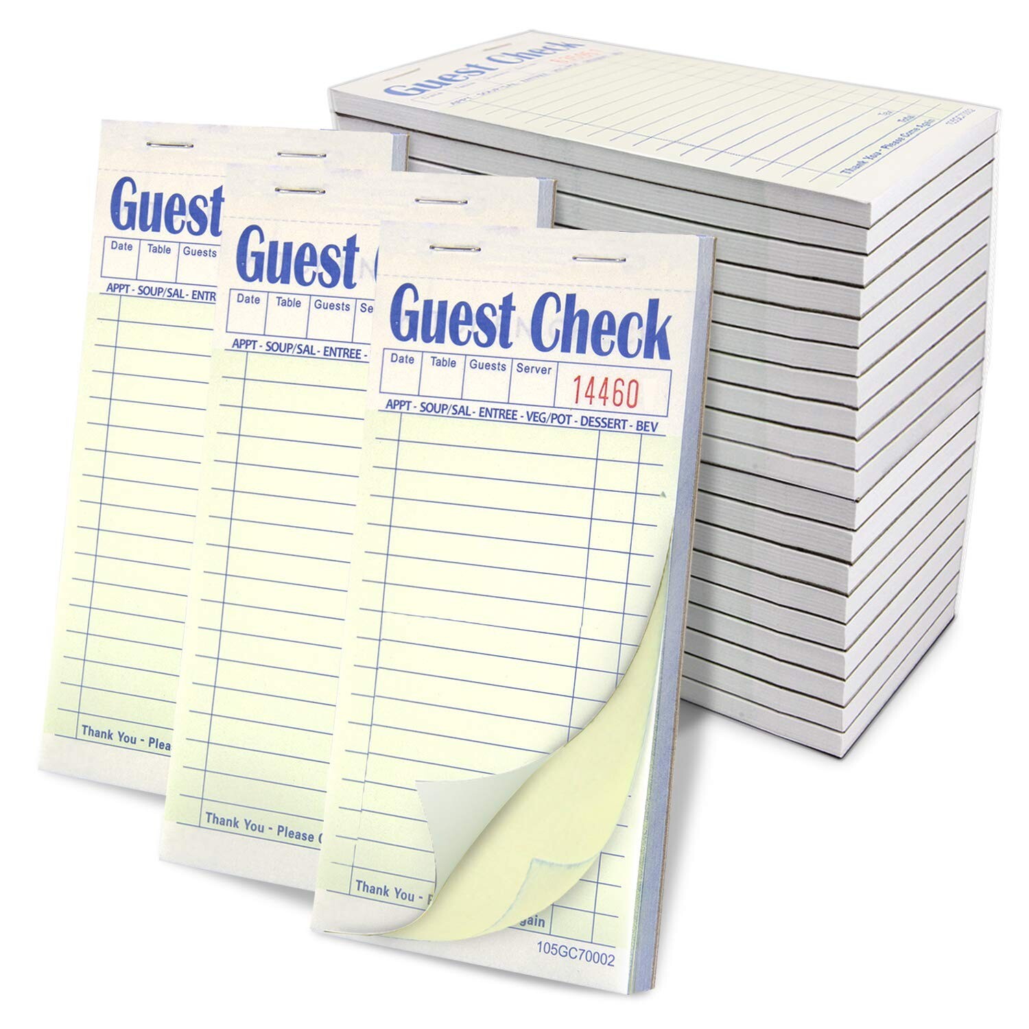 [20 Pads, 50 Sheets/Pad] Double Part Guest Check Pads for Restaurants, Perfor…