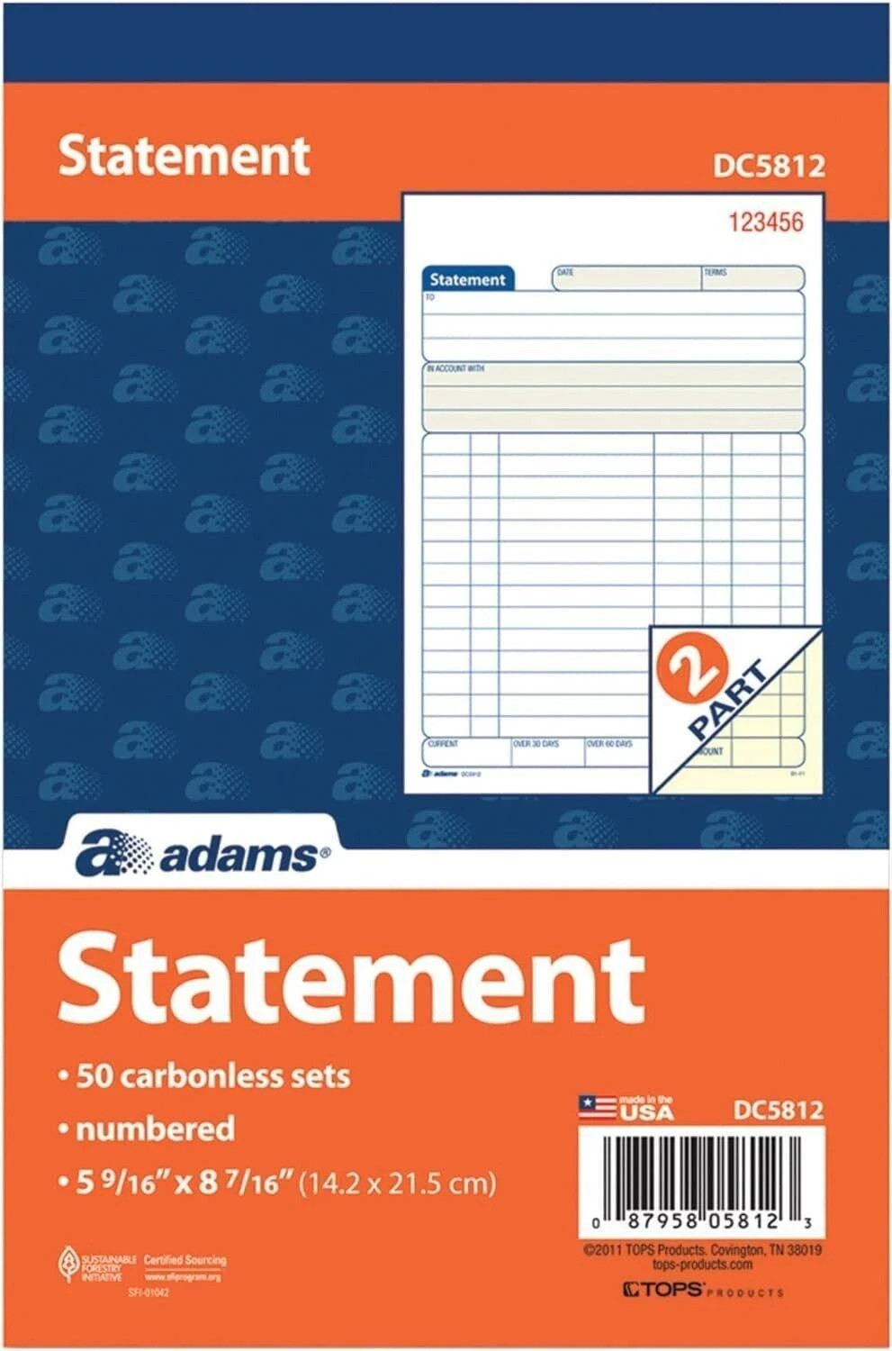 Adams Statement Book 2-part Carbonless White/canary 5-9/16 X 8-7/16 Inches 50…